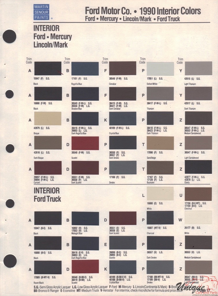 1990 Ford Paint Charts Sherwin-Williams 4